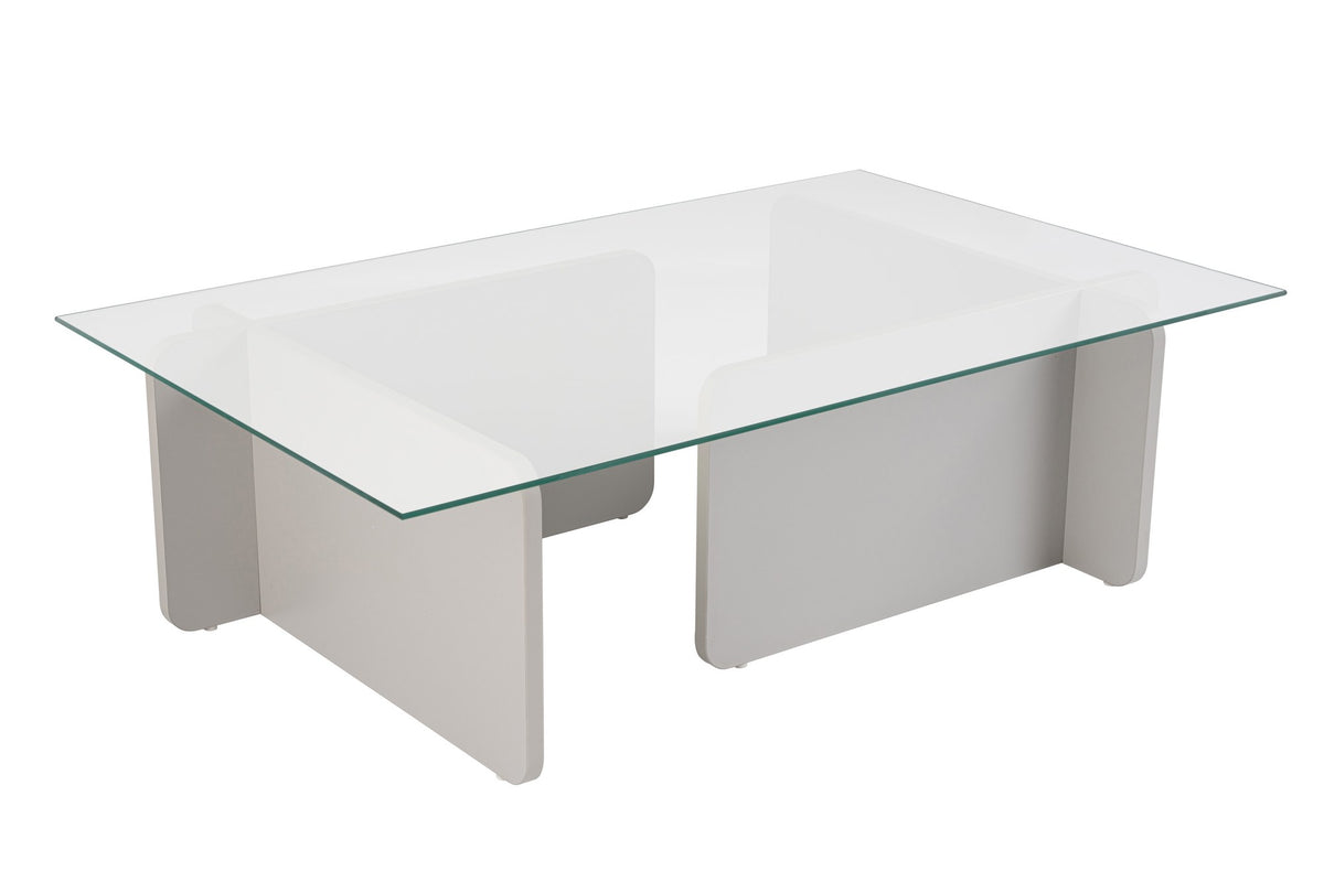 Coffee tables - Coffee table Gray Melamine Glass Opal 105x65x30 cm - Dimehouse
