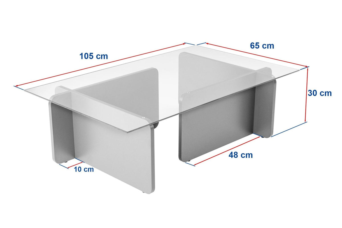 Coffee tables - Coffee table Gray Melamine Glass Opal 105x65x30 cm - Dimehouse