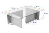 Coffee tables - Coffee table Gray Melamine Glass Opal 105x65x30 cm - Dimehouse