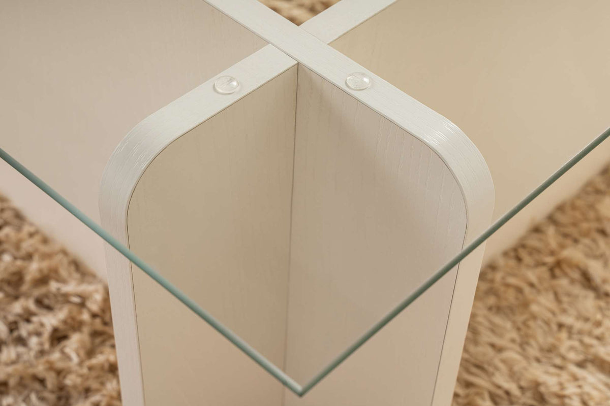 Coffee tables - Coffee table White Melamine Glass Opal 105x65x30 cm - Dimehouse