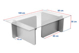 Coffee tables - Coffee table White Melamine Glass Opal 105x65x30 cm - Dimehouse