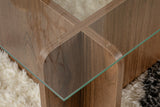 Coffee tables - Coffee table Natural Walnut Glass Opal 105x65x30 cm - Dimehouse