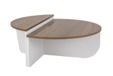 Coffee tables - Round coffee table Orion walnut and white melamine 90x60 cm - Dimehouse