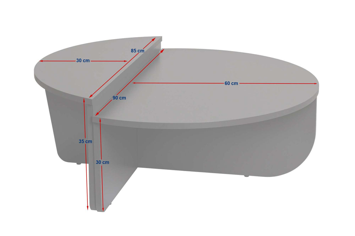 Coffee tables - Round coffee table Orion white and black melamine 90x60 cm - Dimehouse