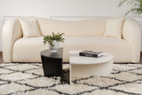 Coffee tables - Round coffee table Orion white and black melamine 90x60 cm - Dimehouse