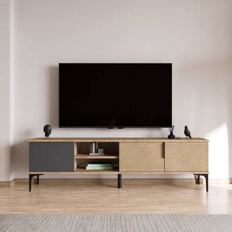 Tarz sideboard in anthracite oak look 180 cm Anthracite, oak look Melamine-faced wood