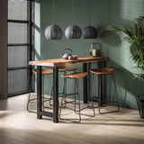 Bar Stools - Industrial Bar Stool Acacia Wood Elly - Seat height 71 cm - Without Backrest - Dimehouse