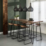 Bar Stools - Industrial Bar Stool Acacia Wood Elly - Seat height 71 cm - Without Backrest - Dimehouse