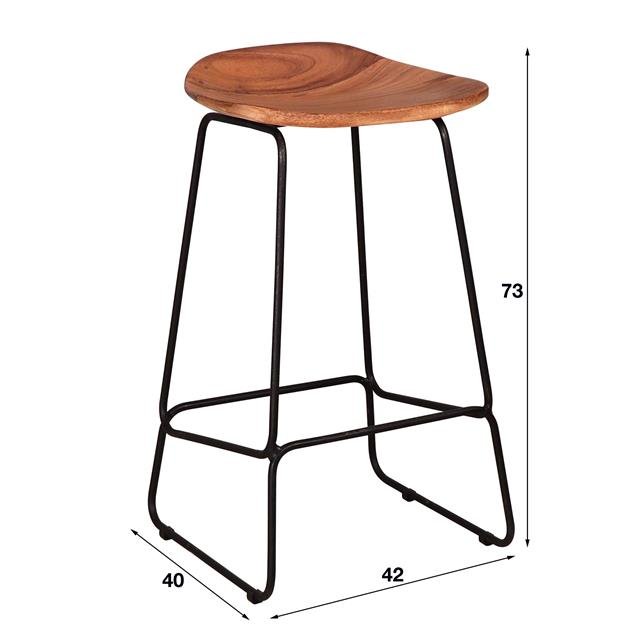 Bar Stools - Industrial Bar Stool Acacia Wood Elly - Seat height 71 cm - Without Backrest - Dimehouse