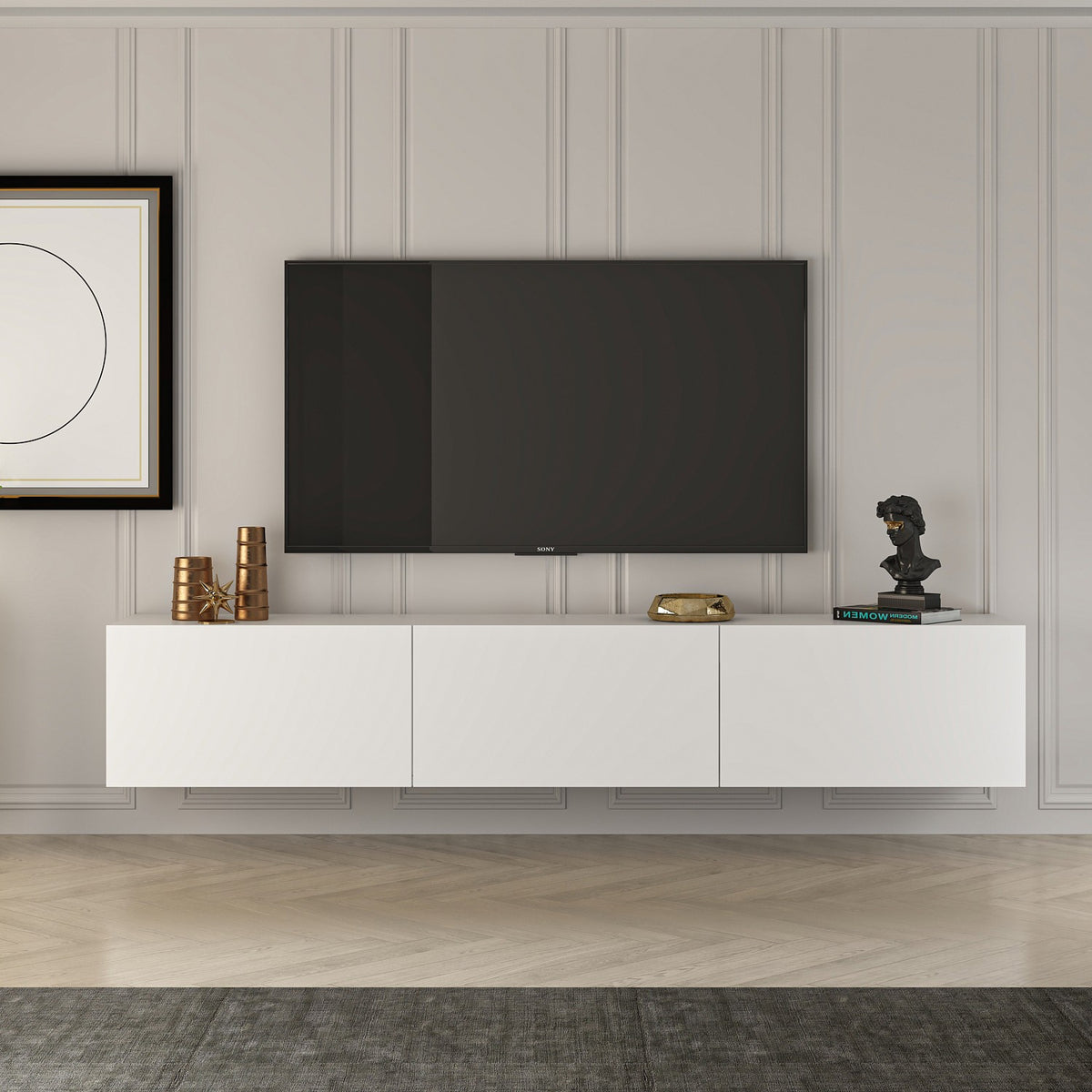 West Wall console white 150 cm Melamine wood composite