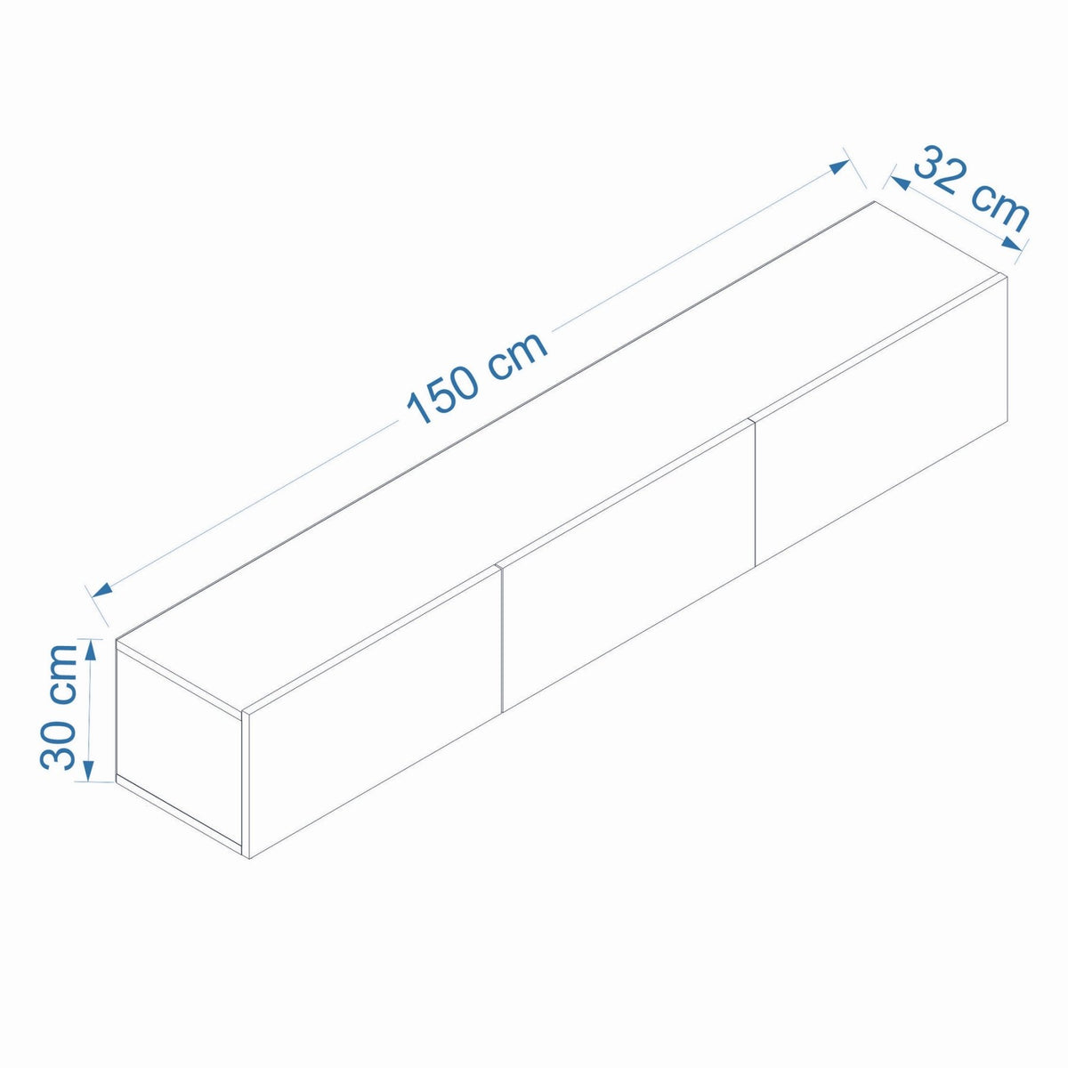 West wall shelf in walnut look 150 cm Melamine-faced wood composite