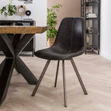 Dining room chairs - Dining room chair Black Siena Saddle PU Artificial leather - Dimehouse