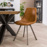 Dining room chairs - Set of 4 Dining room chairs Siena Saddle PU brown - Dimehouse