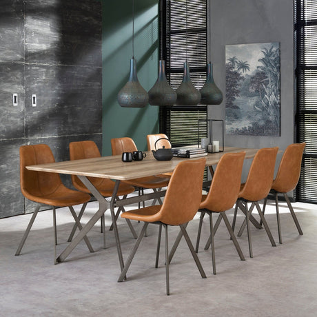 Dining room chairs - Set of 4 Dining room chairs Siena Saddle PU brown - Dimehouse