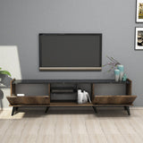 TV Furniture - TV Furniture Elegant Walnut Black Melamine 180x52x34 cm - Dimehouse