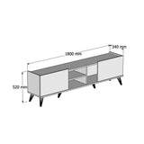 TV Furniture - TV Furniture Elegant Walnut Black Melamine 180x52x34 cm - Dimehouse