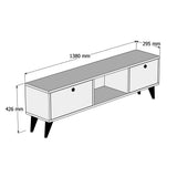 TV Furniture - TV Furniture Serenat Walnut Black Melamine 138x42.6x29.5 cm - Dimehouse
