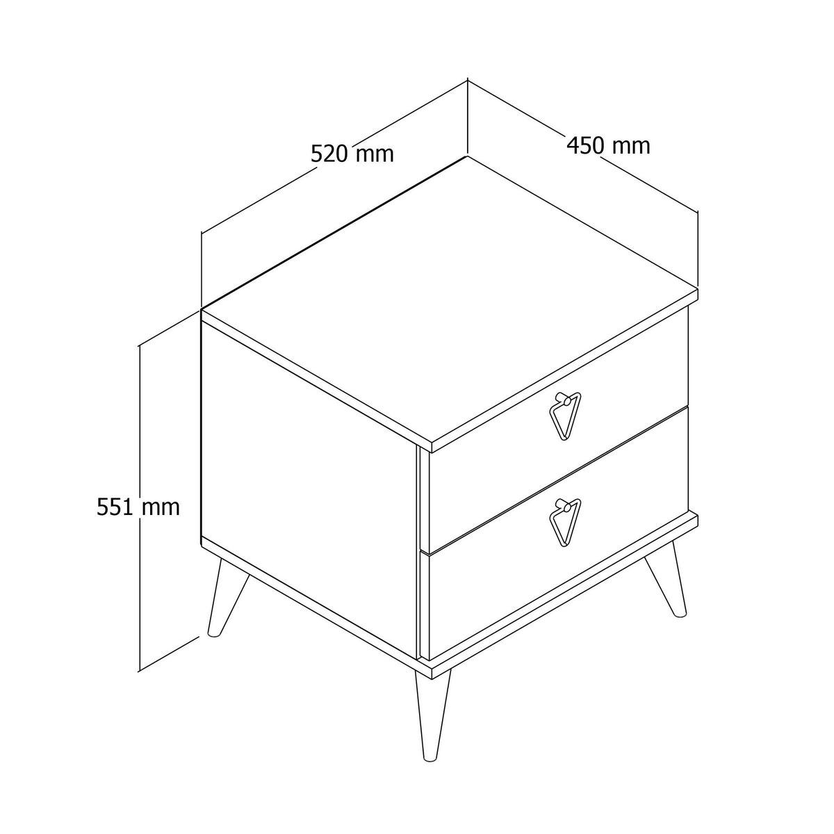 Bedside tables - Bedside table Versa Oak Melamine 52x55.1x45 cm - Dimehouse