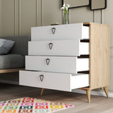 Chests of drawers - Chest of drawers Versa Oak White Melamine 80x90.8x45 cm - Dimehouse