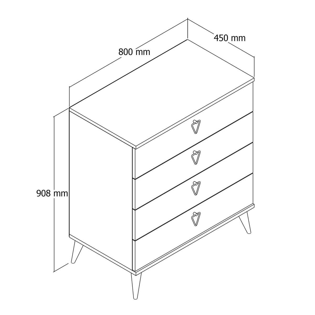 Chests of drawers - Chest of drawers Versa Oak White Melamine 80x90.8x45 cm - Dimehouse