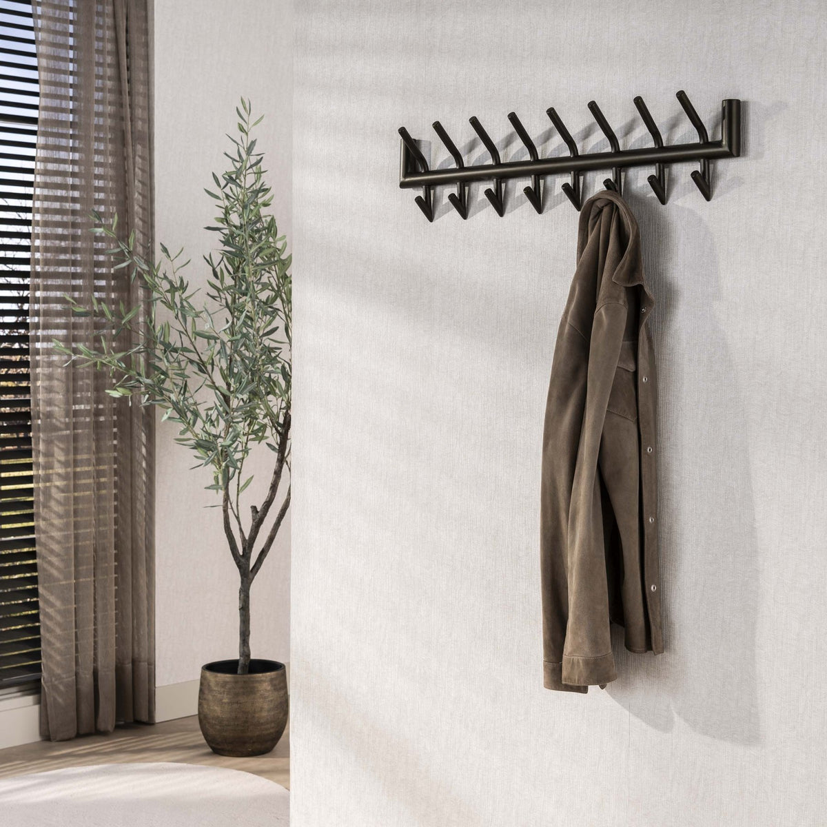 Coat racks - Coat rack Kym Drift Brown 2x8 Hooks 78 cm - Dimehouse