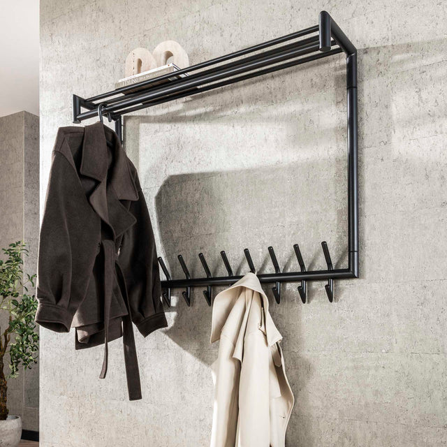 Coat racks - Coat rack Kym 20 - Angled Dark gray - With rod - Dimehouse