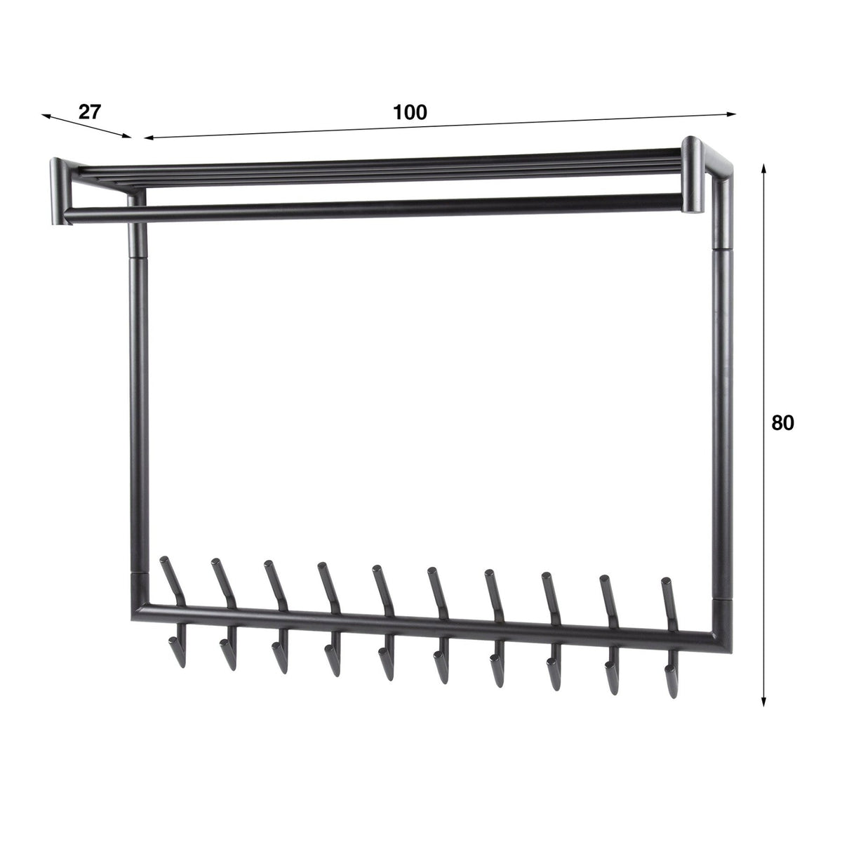 Coat racks - Coat rack Kym 20 - Angled Dark gray - With rod - Dimehouse