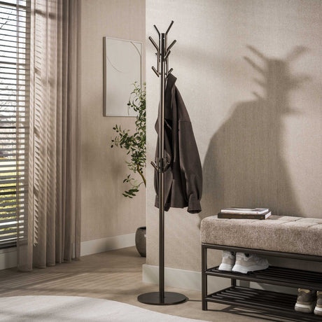 Standing coat rack-Standing coat rack 12 hooks brown metal Luno-Dimehouse
