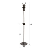 Standing coat rack-Standing coat rack 12 hooks brown metal Luno-Dimehouse