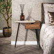 Bedside tables - Bedside table Borea Left 1 Drawer Ceramic Travertine - Dimehouse