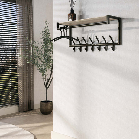 Coat racks - Wall coat rack Aria 2x7 hooks Travertine Melamine Bronze colored - Dimehouse