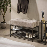 Shoe bench-Shoe bench Terra 85 cm brown metal-Dimehouse