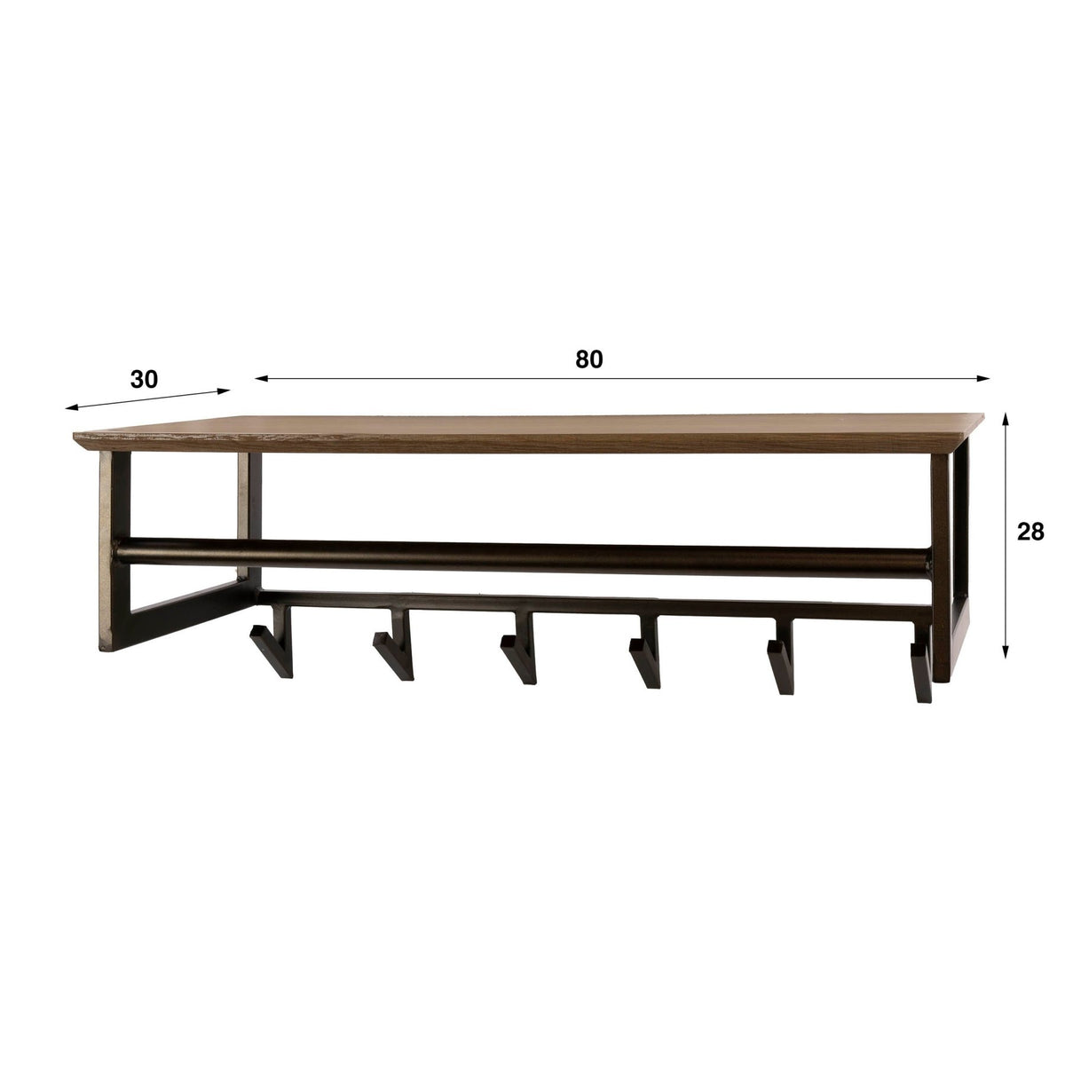 Coat rack - Bruno coat rack with 6 hooks brown metal -Dimehouse