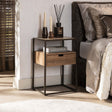 Bedside tables - Bedside table 1 drawer Ceramic travertine Cassi 40x35x60 cm - Dimehouse