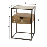Bedside tables - Bedside table 1 drawer Ceramic travertine Cassi 40x35x60 cm - Dimehouse