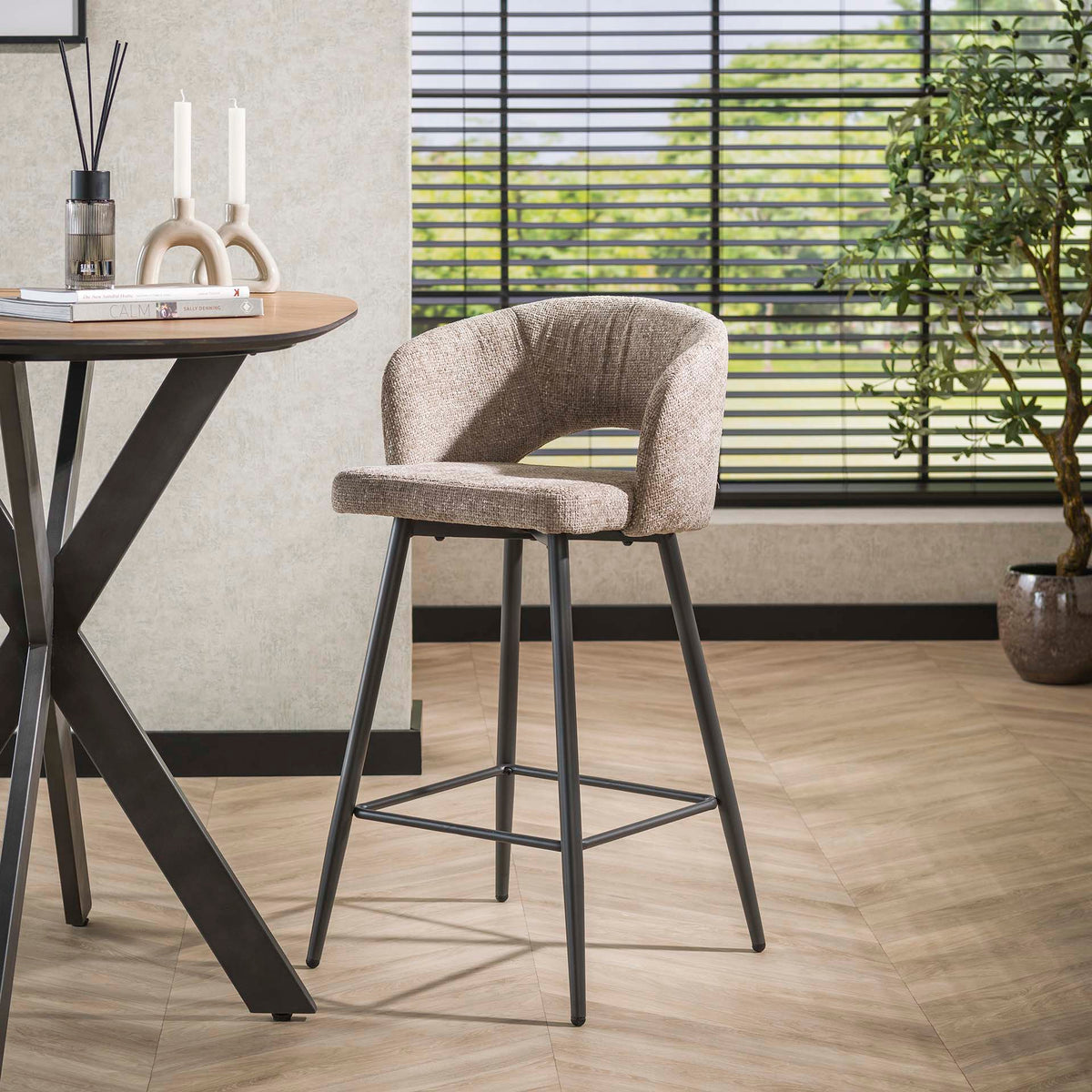 Bar Stools - Set of 2 Bar Stools Alba Tissee Cargo Sand - Dimehouse