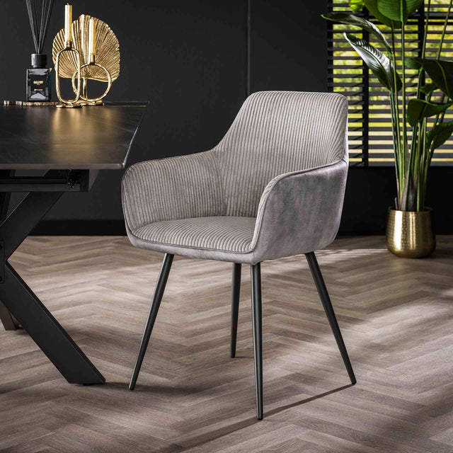 Dining room chairs - Dining room chair Rivo Rib Rock Silver Rib Fabric Seat - Dimehouse