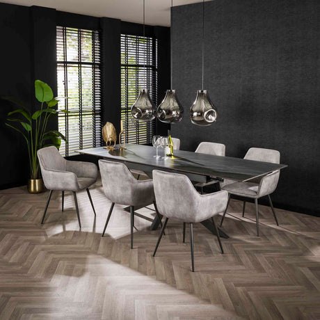 Dining room chairs - Dining room chair Rivo Rib Rock Silver Rib Fabric Seat - Dimehouse