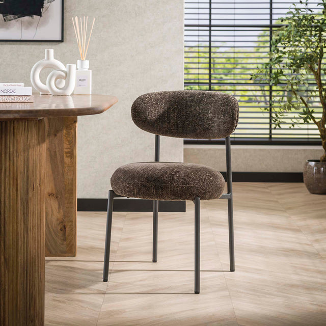 Dining room chairs - Set of 2 dining room chairs Aero Fabric Brown - Dimehouse