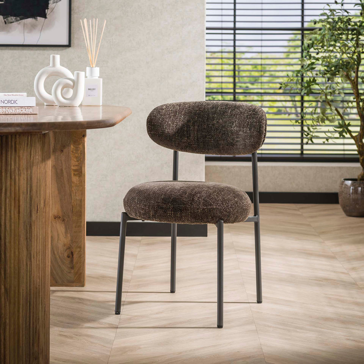 Dining room chairs - Dining room chair Aero Tissee Cargo Tissee Fabric Brown - Dimehouse
