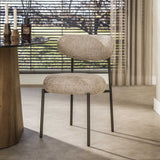 Dining room chair - Set of 2 dining room chairs round bouclé sand - brown Aero - Dimehouse