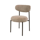Dining room chair - Set of 2 dining room chairs round bouclé sand - brown Aero - Dimehouse