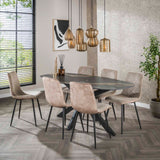 Dining room chairs - Modern Dining room chair Lento Rib Rock Fabric Ivory - Dimehouse