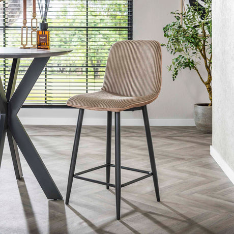 Bar Stools - Modern Bar Stool Lento Rib Rock Fabric Sand Rib Structure - Dimehouse