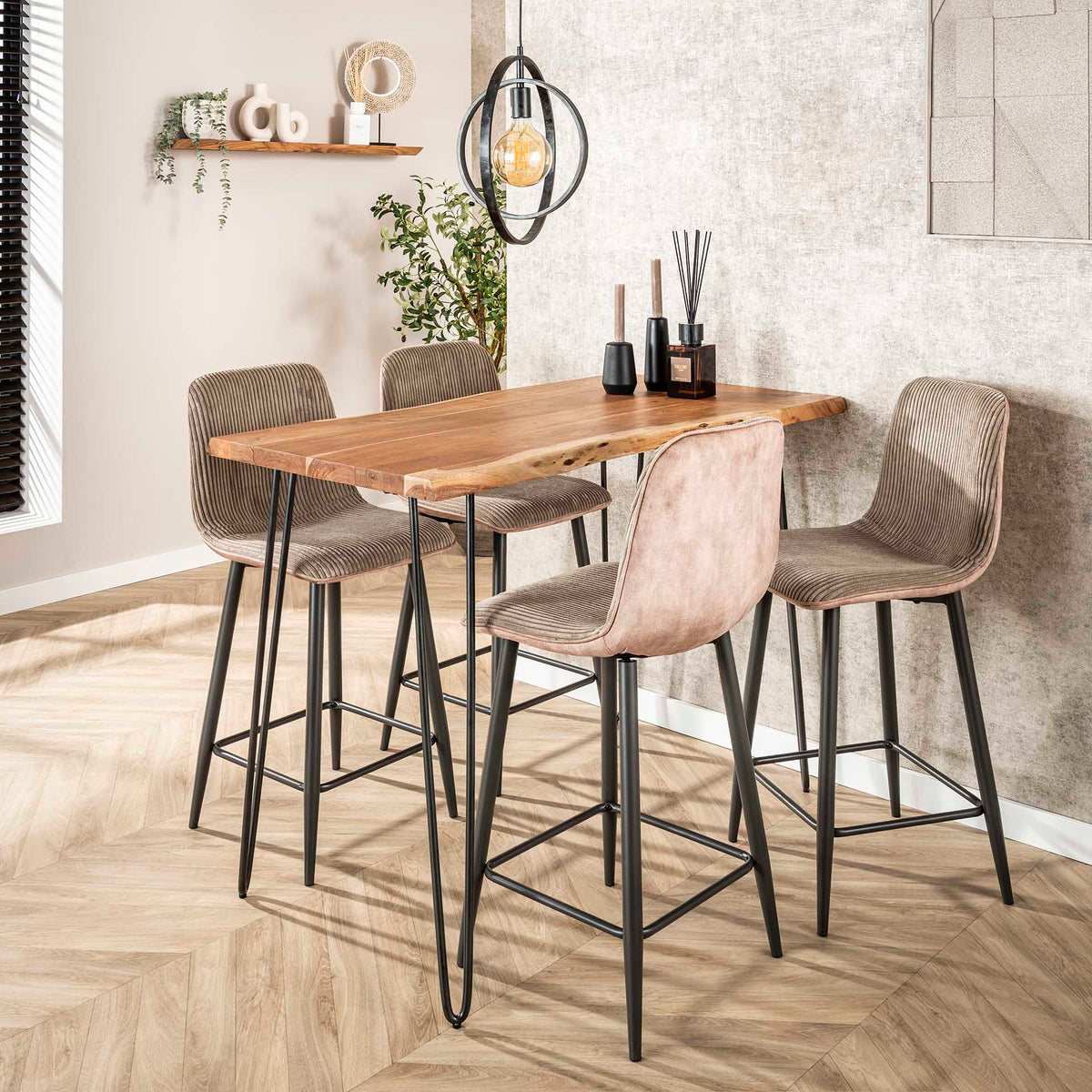 Bar stools - Set of 2 bar stools Lento Rib Rock Sand - Dimehouse