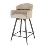Bar Stools - Bar Stools Sienna Bouclé Sand Round Back Rotatable - Dimehouse