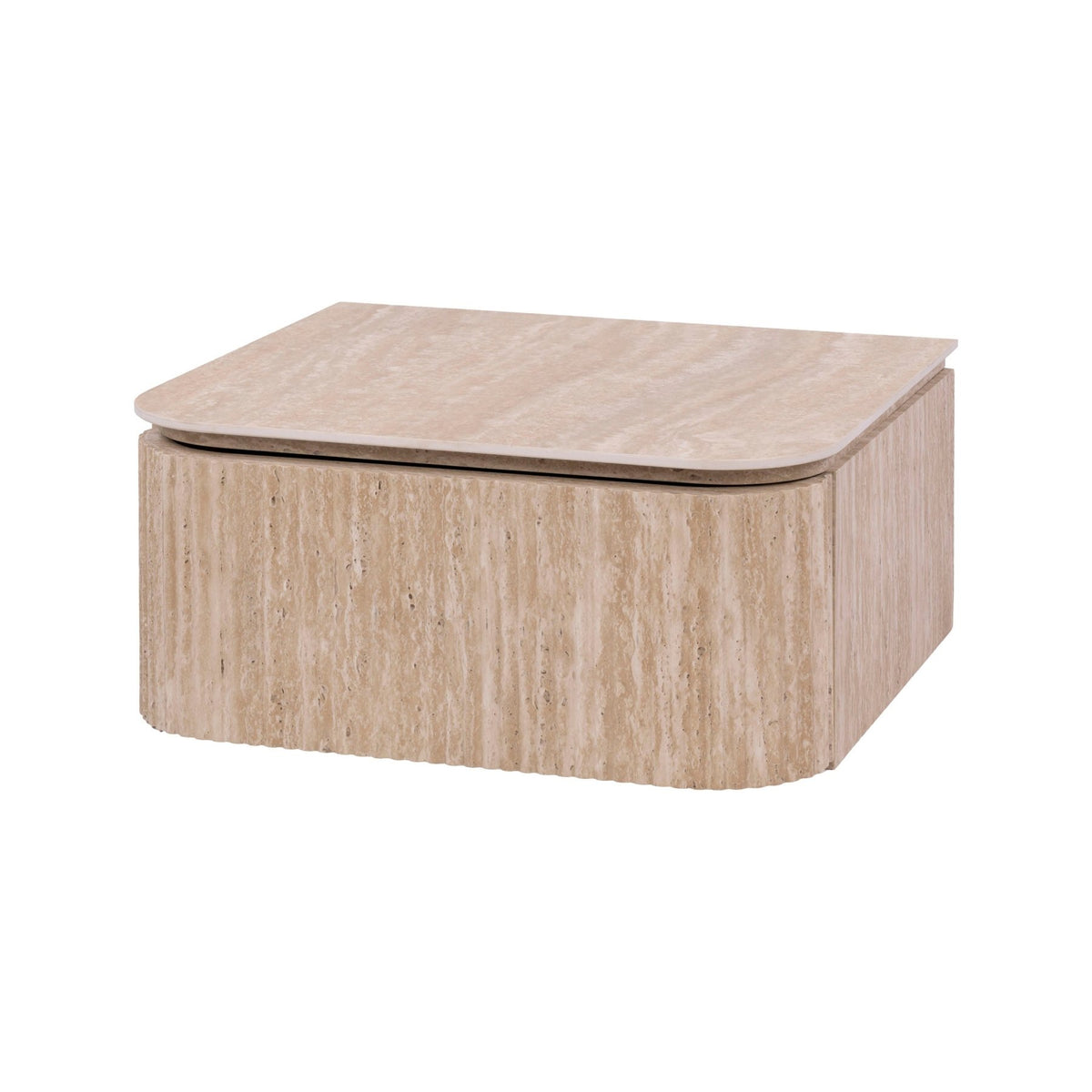 Bedside table - Floating bedside table with 1 drawer Jimi beige ceramic travertine - Dimehouse