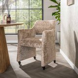 Dining room chairs - Set of 2 Dining room chairs Capri Alura sand Fabric with wheels - Dimehouse