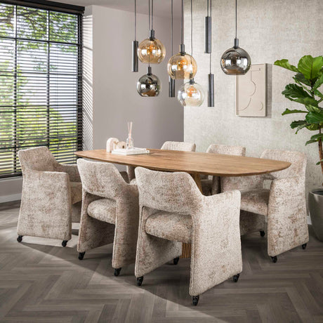 Dining room chairs - Set of 2 Dining room chairs Capri Alura sand Fabric with wheels - Dimehouse