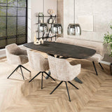 Dining room chairs - Dining room chair Chia Rich Fabric Sand Rotatable - Dimehouse